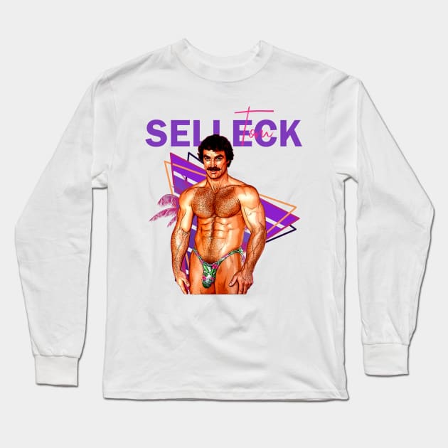 Tom Selleck Sexy Pose Long Sleeve T-Shirt by Phenom Palace